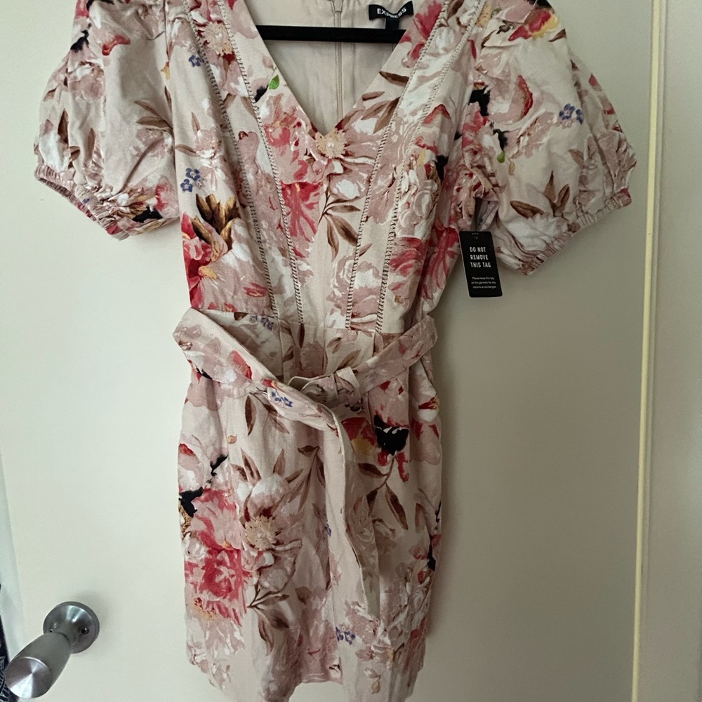 Express Floral Romper with Puff Sleeves